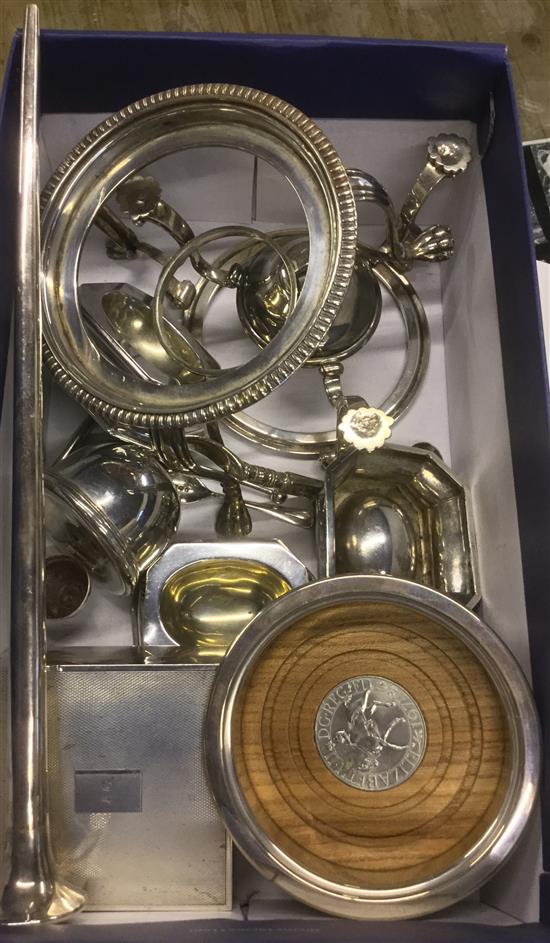 2 silver kettle stands and other silver etc